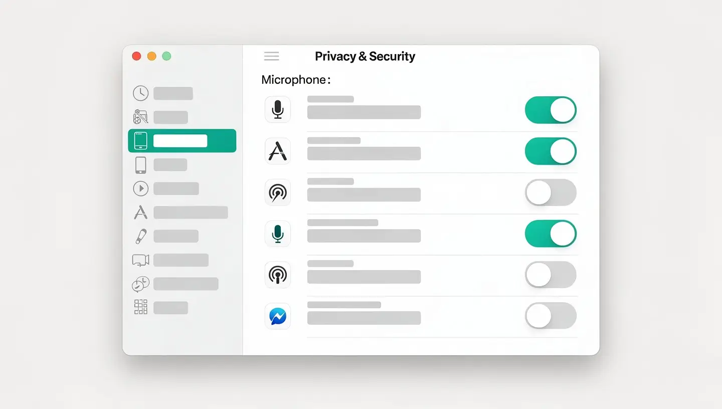 Réglages Confidentialité Microphone sur macOS pour autoriser les applications