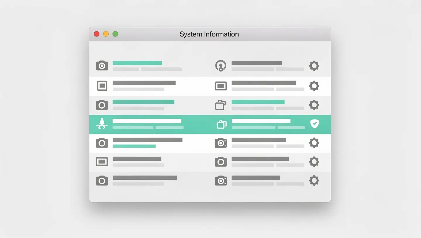 Vérifier la détection de la caméra dans le Rapport système macOS