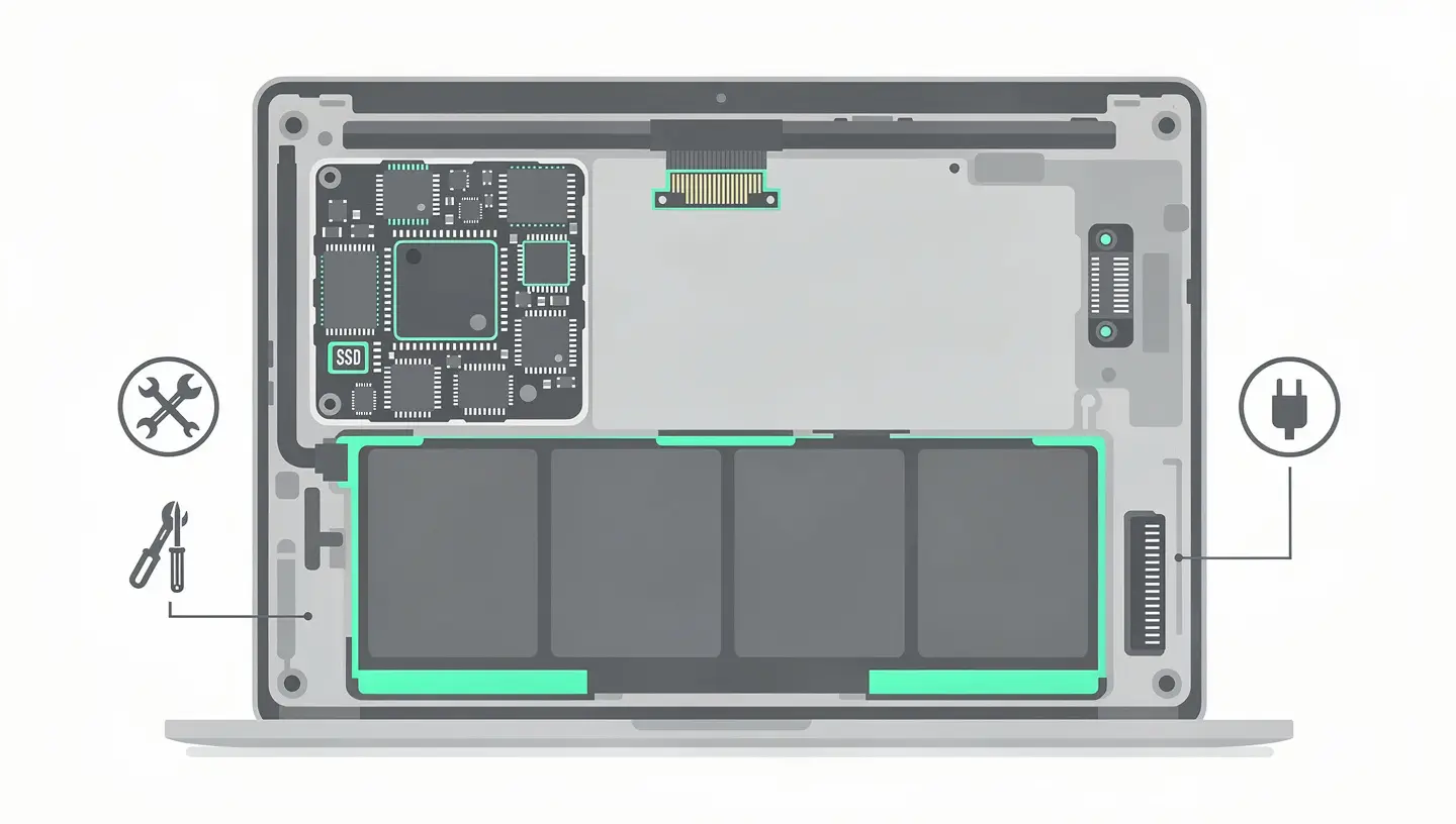 Réparabilité et composants internes du MacBook Pro M4