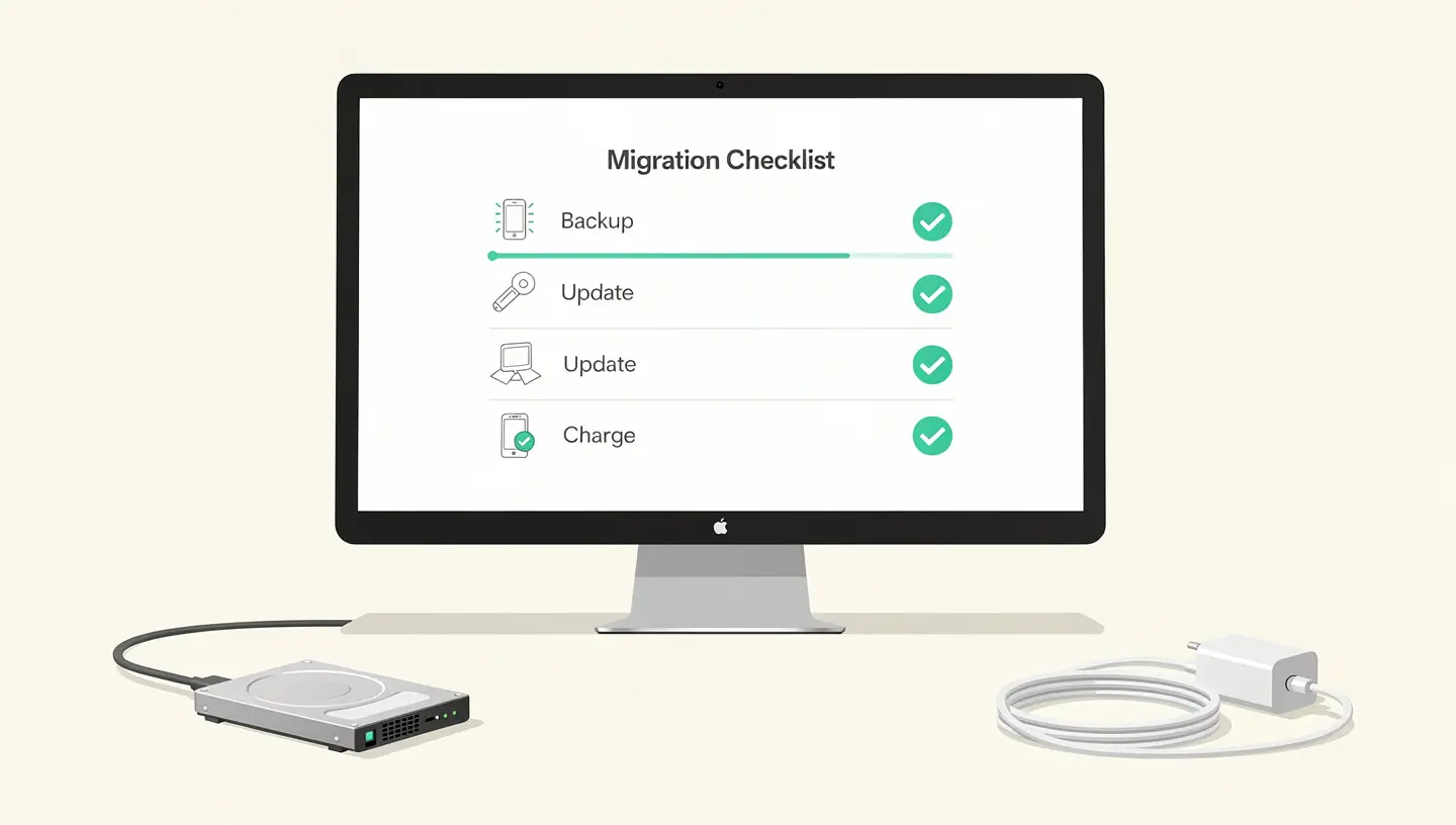 Préparation migration Mac checklist avant transfert données