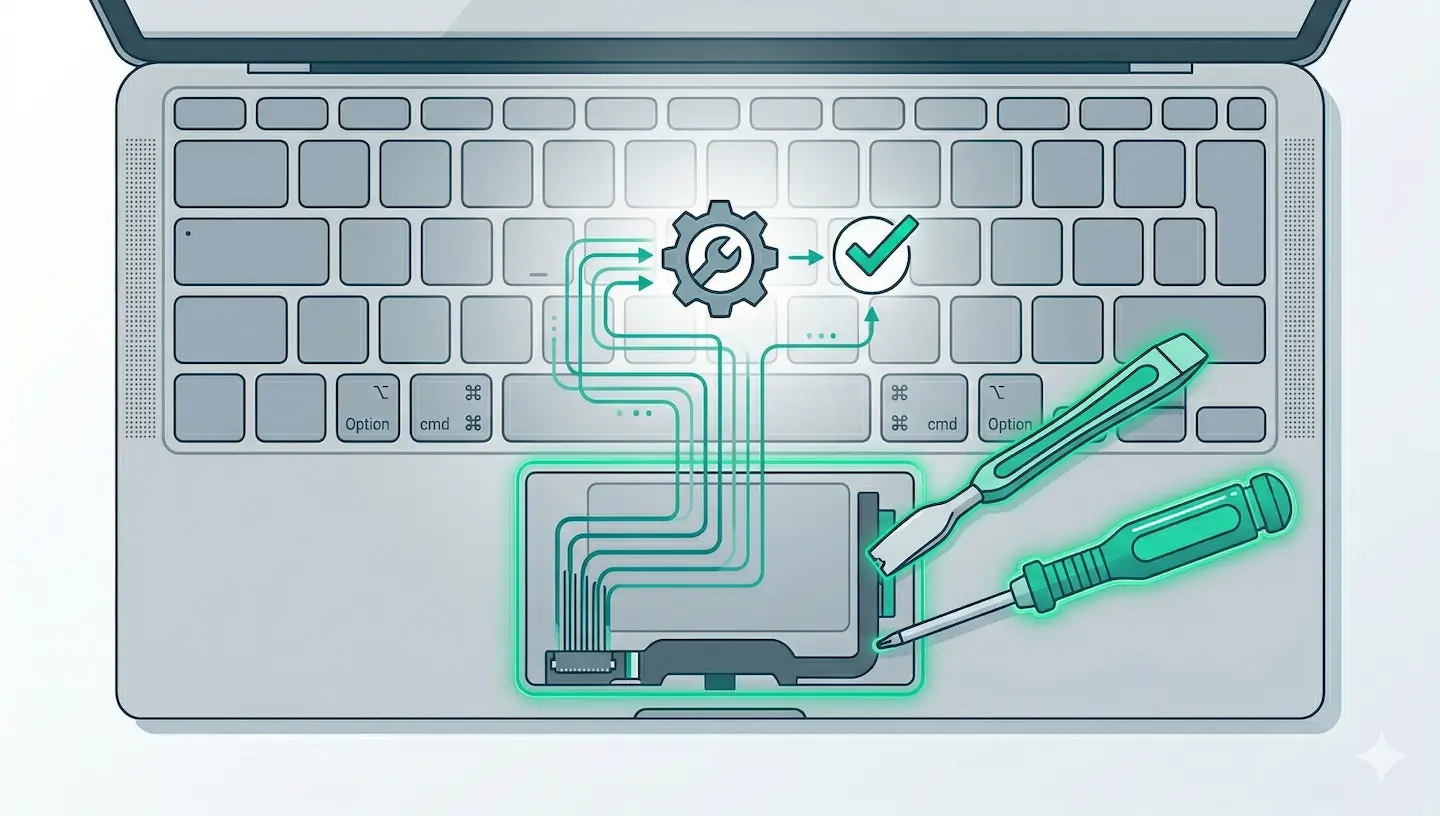 Réparation professionnelle du trackpad MacBook en atelier